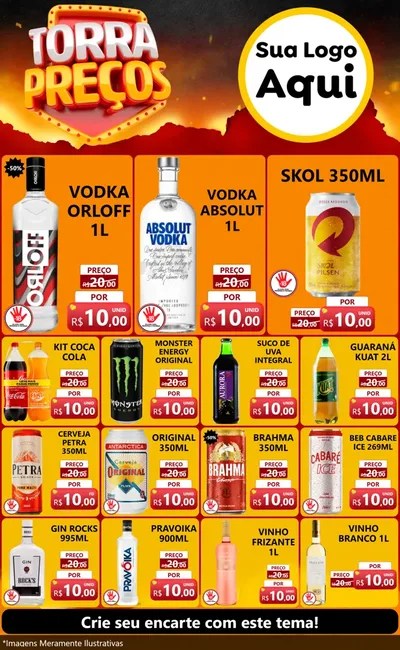Modelo de Encarte para Encarte Grande com o tema Torra Preços para Distribuidora de bebidas