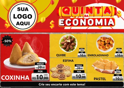 Modelo de Encarte para Encarte A4 Horizontal com o tema Quinta da Economia para Salgadaria