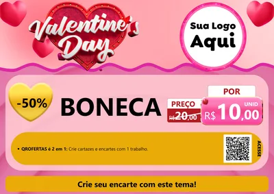 Modelo de Cartaz para Cartaz A4 Horizontal com o tema Valentine's Day para Brinquedos