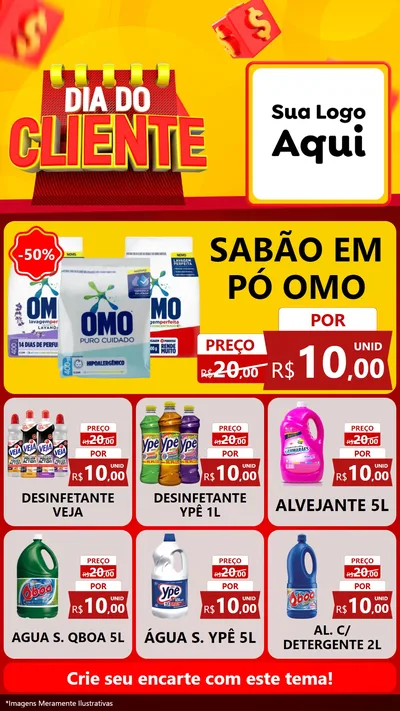 Modelo de Rede Social para Stories com o tema Dia do Cliente para Produtos de Limpeza