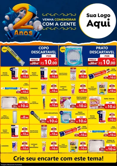 Modelo de Encarte para Encarte A4 Vertical com o tema Aniversário de 2 anos para Embalagens