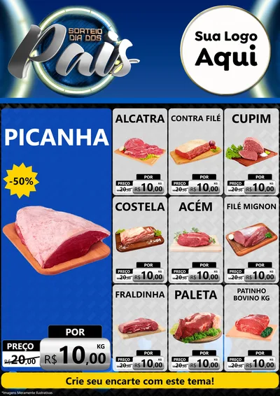Modelo de Encarte para Encarte A4 Vertical com o tema Sorteio Dia Dos Pais para Açougue