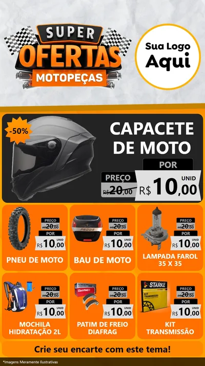 Modelo de Rede Social para Stories com o tema Super Ofertas - Motopeças para Moto peças