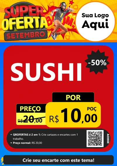Modelo de Cartaz para Cartaz A4 Vertical com o tema Super Oferta Setembro para Comida japonesa