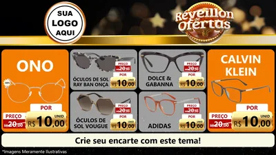 Modelo de TV para TV Horizontal com o tema Réveillon de Ofertas para Óticas