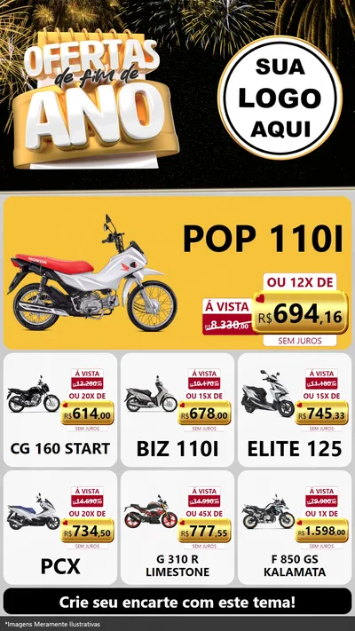 Modelo de Rede Social para Stories com o tema Ofertas de Fim de Ano para Concessionaria de Motos
