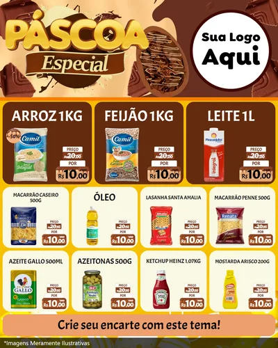 Modelo de Rede Social para Feed Instagram com o tema Páscoa Especial para Supermercado