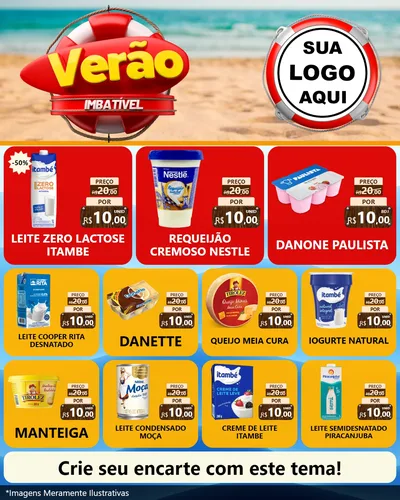 Modelo de Rede Social para Feed Instagram com o tema Verão Imbatível para Frios e Laticínios