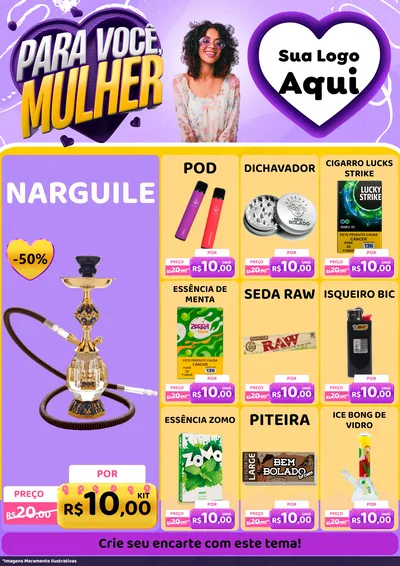 Modelo de Encarte para Encarte A4 Vertical com o tema Para Você, Mulher para Tabacaria