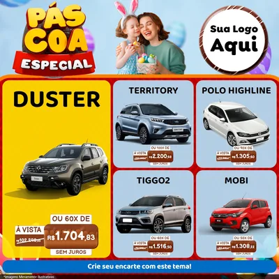 Modelo de Rede Social para Feed Facebook com o tema Páscoa Especial para Concessionaria de Carros
