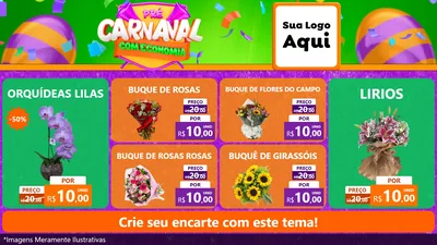 Modelo de TV para TV Horizontal com o tema Pré-Carnaval Com Economia para Floricultura e jardim