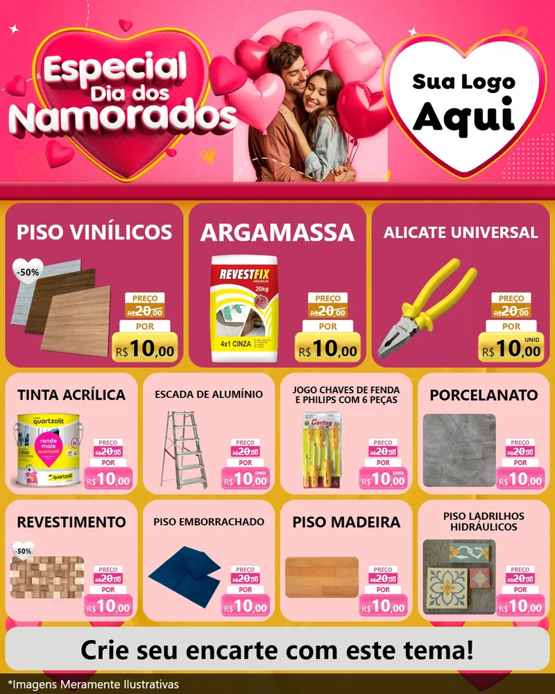 Modelo de Rede Social para Feed Instagram com o tema Especial Dia dos Namorados para Material para Construção