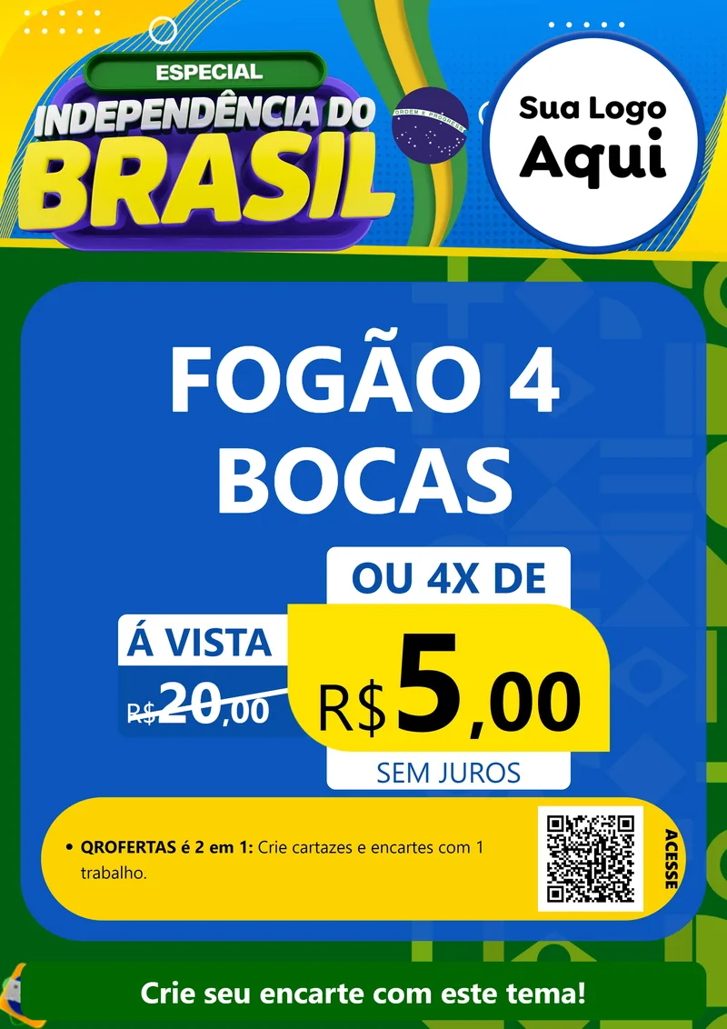 Modelo de Cartaz para Cartaz A4 Vertical com o tema Especial Independência do Brasil para Móveis e Eletro