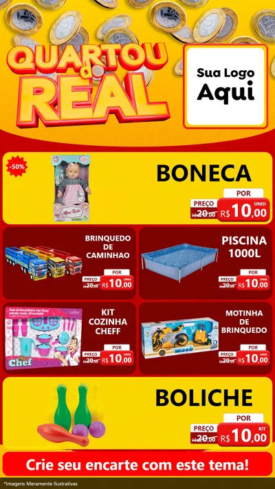 Modelo de TV para TV Vertical com o tema Quartou do Real para Brinquedos