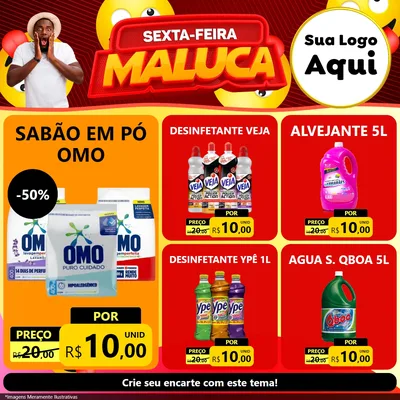 Modelo de Rede Social para Feed Facebook com o tema Sexta-feira Maluca para Produtos de Limpeza