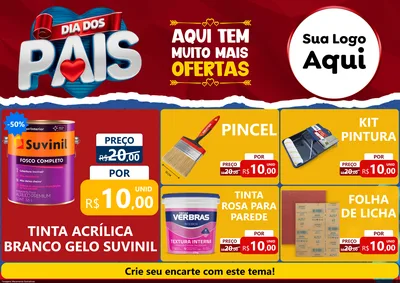 Modelo de Encarte para Encarte A4 Horizontal com o tema Dia dos Pais para Tintas e Ferramentas