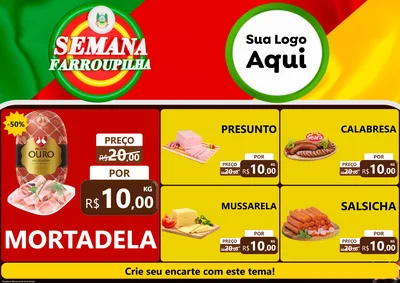 Modelo de Encarte para Encarte A4 Horizontal com o tema Semana Farroupilha para Frios e Laticínios