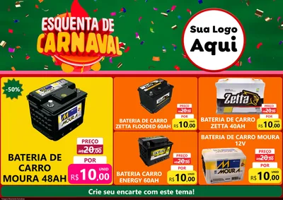 Modelo de Encarte para Encarte A4 Horizontal com o tema Esquenta de Carnaval para Baterias Elétricas