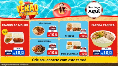 Modelo de TV para TV Horizontal com o tema Verão da Economia para Restaurante