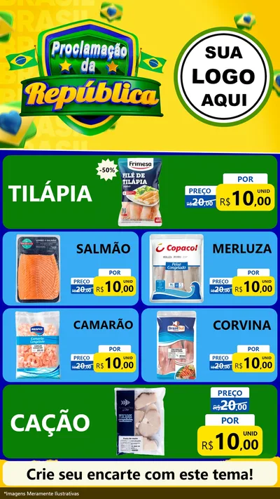 Modelo de TV para TV Vertical com o tema Proclamação da República para Peixaria