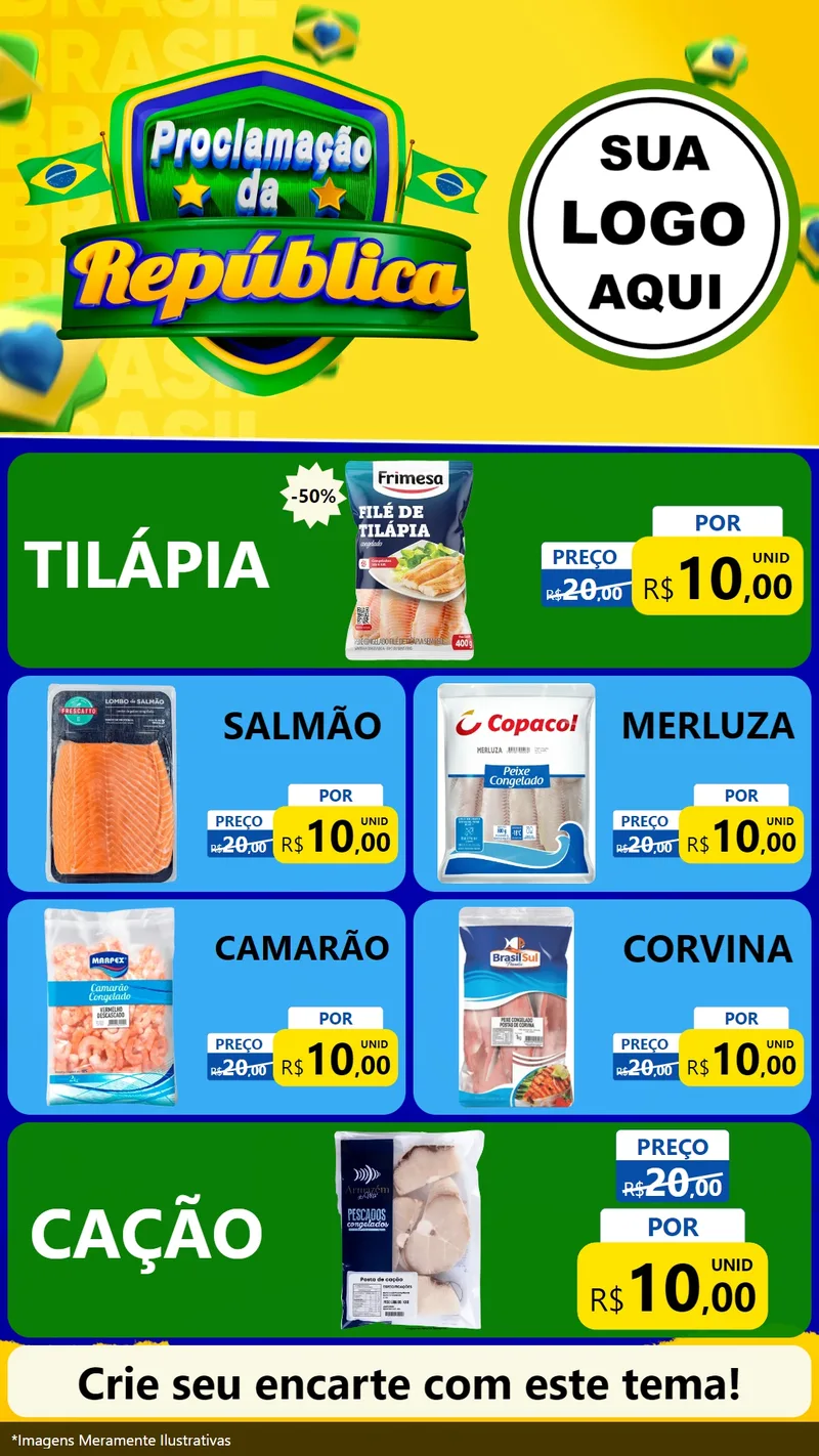 Modelo de TV para TV Vertical com o tema Proclamação da República para Peixaria