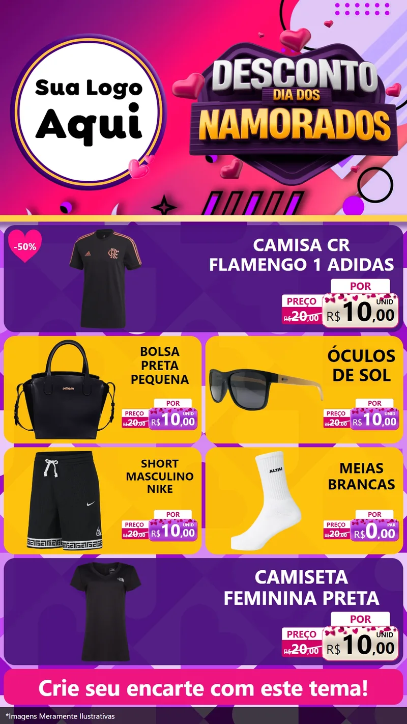 Modelo de TV para TV Vertical com o tema Desconto Dia dos Namorados para Roupas e acessórios