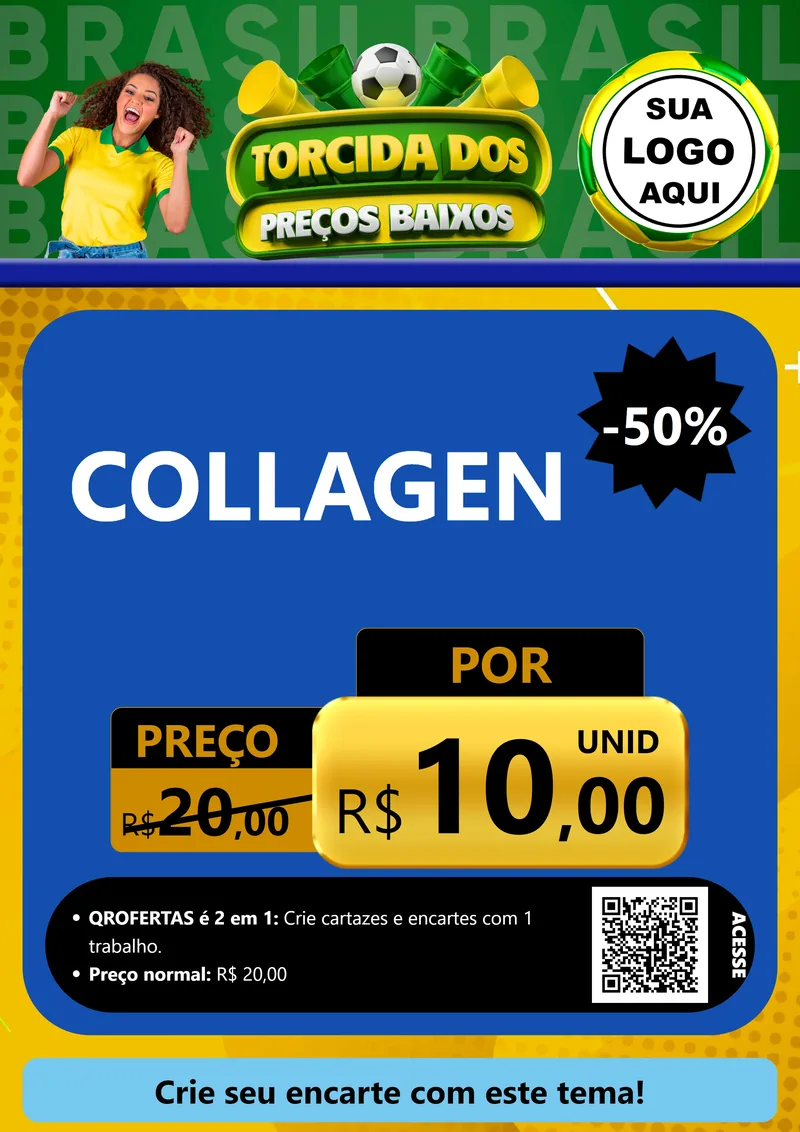 Modelo de Cartaz para Cartaz A4 Vertical com o tema Torcida dos Preços Baixos para Suplementos alimentares