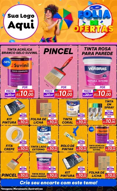 Modelo de Encarte para Encarte Grande com o tema Folia de Ofertas para Tintas e Ferramentas
