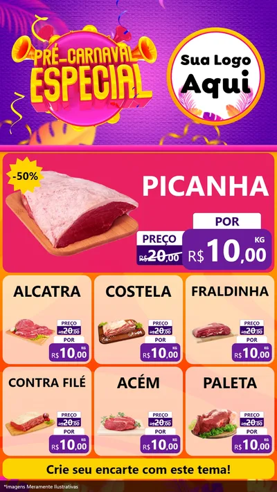 Modelo de Rede Social para Stories com o tema Pré-Carnaval Especial para Açougue
