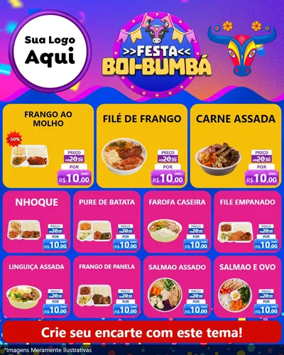 Modelo de Rede Social para Feed Instagram com o tema Festa Boi-Bumbá para Restaurante