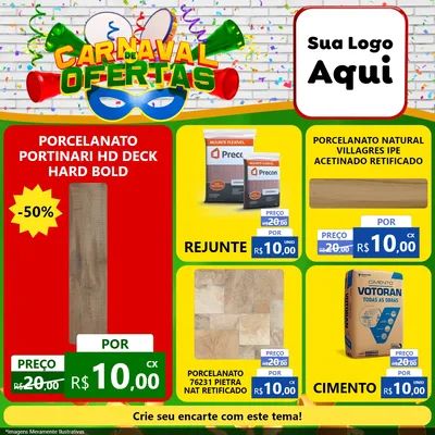 Modelo de Rede Social para Feed Facebook com o tema Carnaval de Ofertas para Pisos e revestimentos