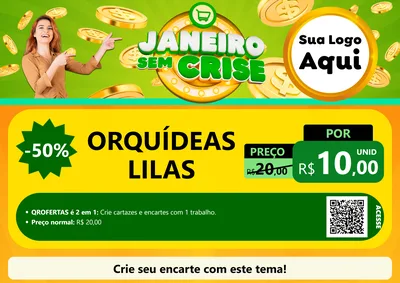 Modelo de Cartaz para Cartaz A4 Horizontal com o tema Janeiro Sem Crise para Floricultura e jardim