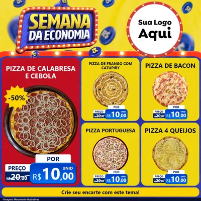 Modelo de Rede Social para Feed Facebook com o tema Semana da Economia para Pizzaria