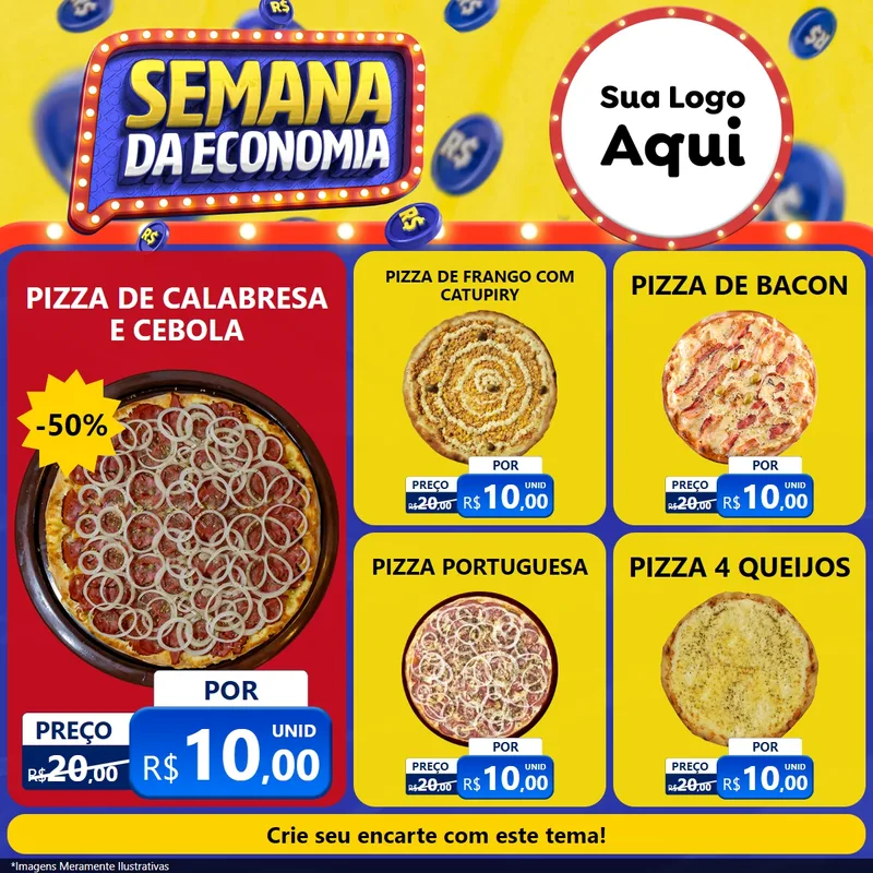 Modelo de Rede Social para Feed Facebook com o tema Semana da Economia para Pizzaria