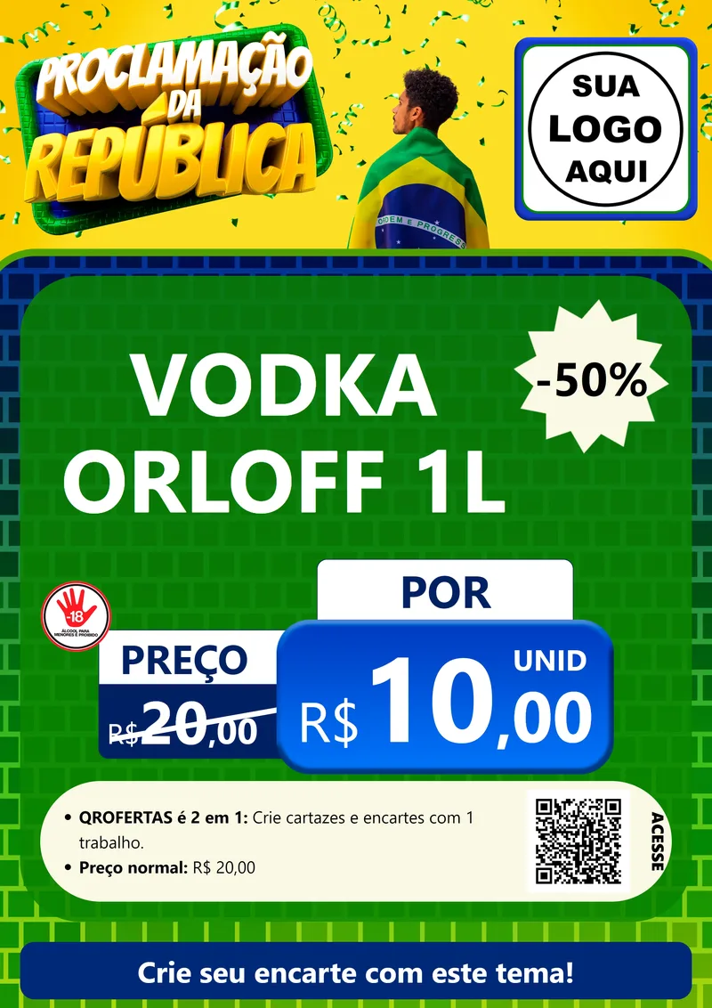 Modelo de Cartaz para Cartaz A4 Vertical com o tema Proclamação da República para Distribuidora de bebidas