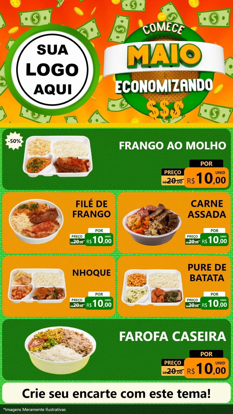 Modelo de TV para TV Vertical com o tema Comece Maio Economizando para Restaurante