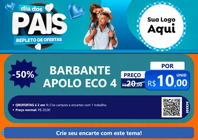 Modelo de Cartaz para Cartaz A4 Horizontal com o tema Dia Dos Pais Repleto de Ofertas para Armarinho e Aviamentos