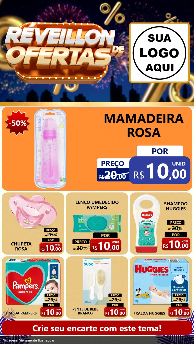 Modelo de Rede Social para Stories com o tema Réveillon de Ofertas para Bebês