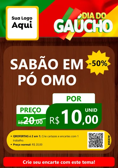 Modelo de Cartaz para Cartaz A4 Vertical com o tema Dia do Gaúcho para Produtos de Limpeza