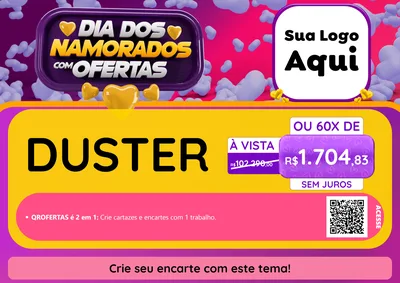Modelo de Cartaz para Cartaz A4 Horizontal com o tema Dia Dos Namorados Com Ofertas para Concessionaria de Carros