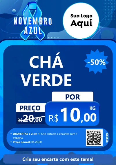 Modelo de Cartaz para Cartaz A4 Vertical com o tema Novembro Azul para Produtos Naturais