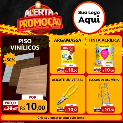 Modelo de Rede Social para Feed Facebook com o tema Alerta de Promoção para Material para Construção