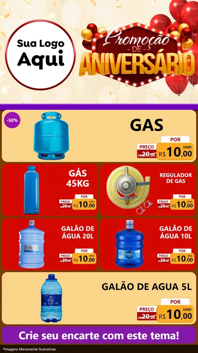 Modelo de TV para TV Vertical com o tema Promoção de Aniversário para Água e gás