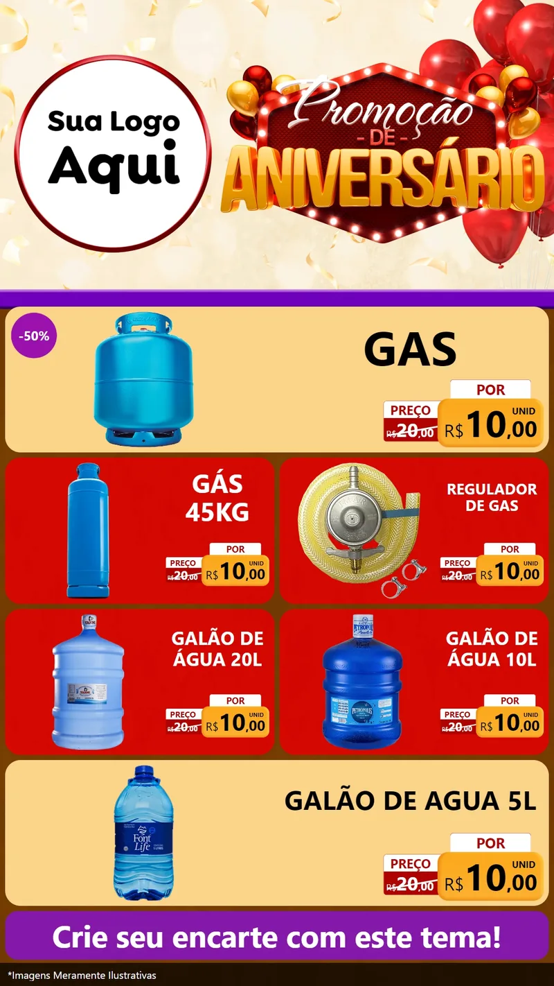 Modelo de TV para TV Vertical com o tema Promoção de Aniversário para Água e gás