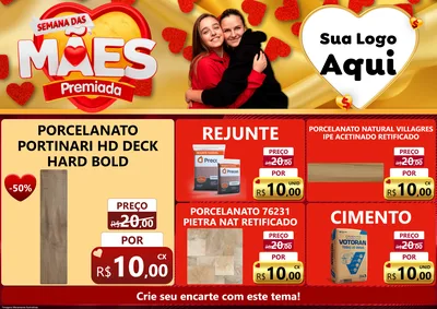 Modelo de Encarte para Encarte A4 Horizontal com o tema Semana das Mães Premiada para Pisos e revestimentos