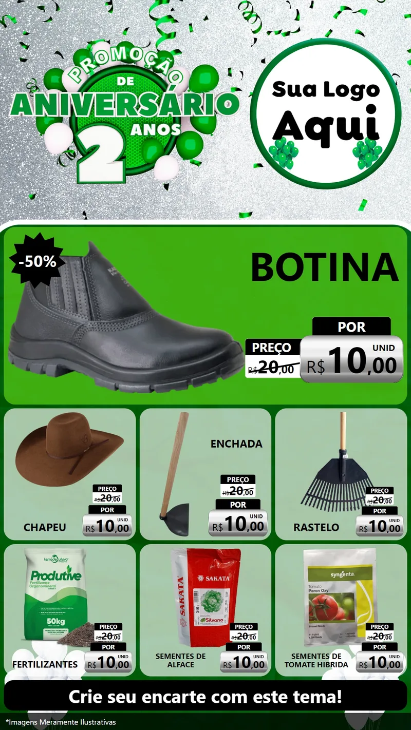 Modelo de Rede Social para Stories com o tema Promoção de Aniversário - 2 Anos para Agropecuária