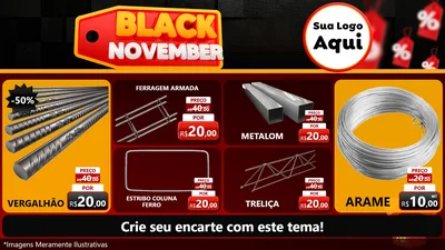 Modelo de TV para TV Horizontal com o tema Black November para Ferragens