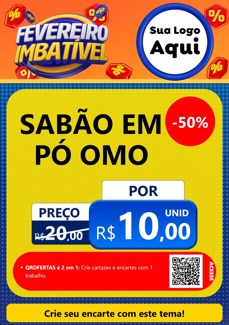 Modelo de Cartaz para Cartaz A4 Vertical com o tema Fevereiro Imbatível para Produtos de Limpeza