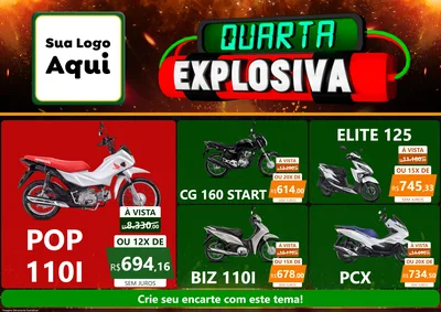 Modelo de Encarte para Encarte A4 Horizontal com o tema Quarta Explosiva para Concessionaria de Motos
