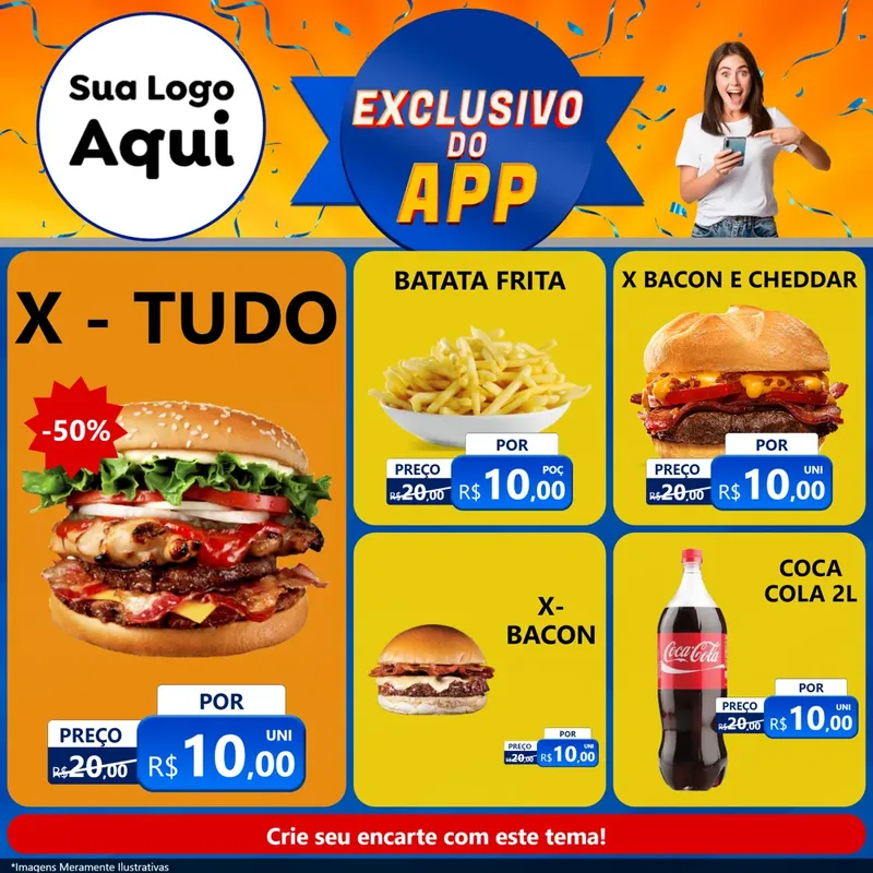 Modelo de Rede Social para Feed Facebook com o tema Exclusivo do Aplicativo para Hamburgueria